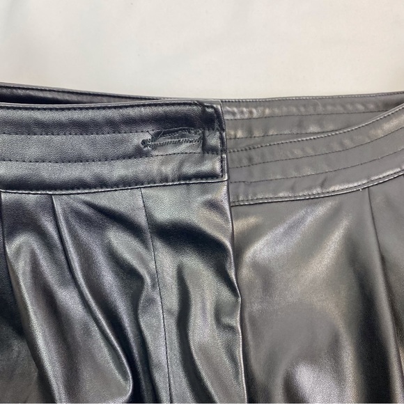 Princess Polly Love Club Black Faux Vegan Leather Straight Pants Pleated Waist - Picture 11 of 16